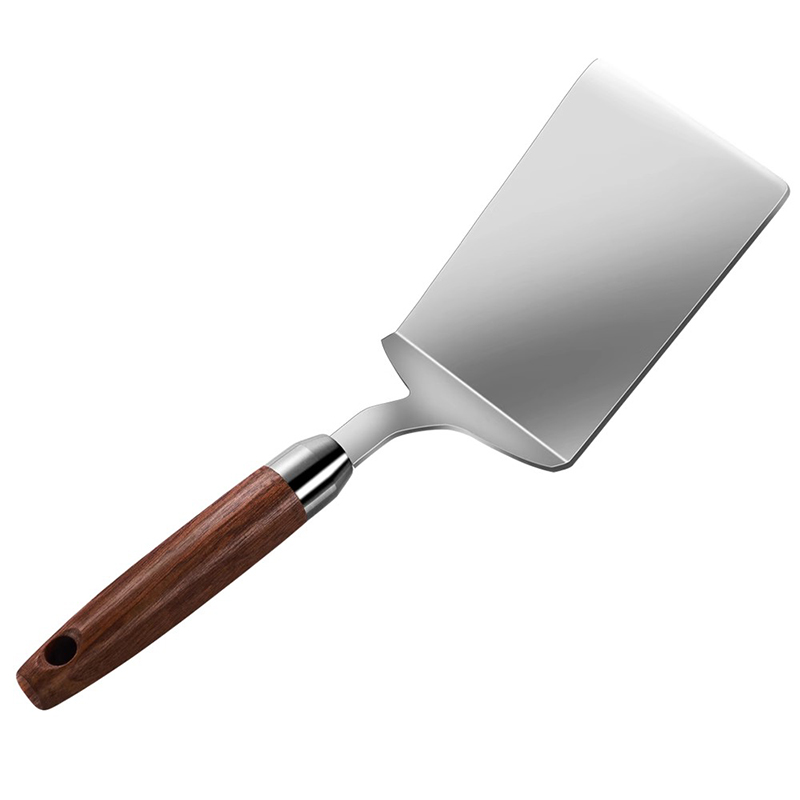 Okonomiyaki Spatula - Edelstahlspatel mit Holzgriff, antihaftbeschichteter Pfannkuchenwender, Flipper