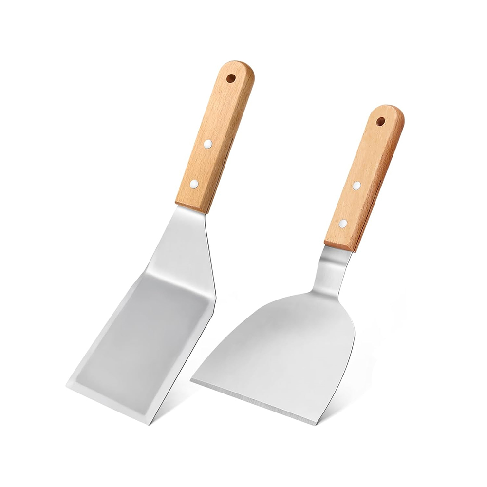 Okonomiyaki Spatula - LMETJMA Metallspatel-Set aus Edelstahl, Grillplattenschraber, Flachspatel,
